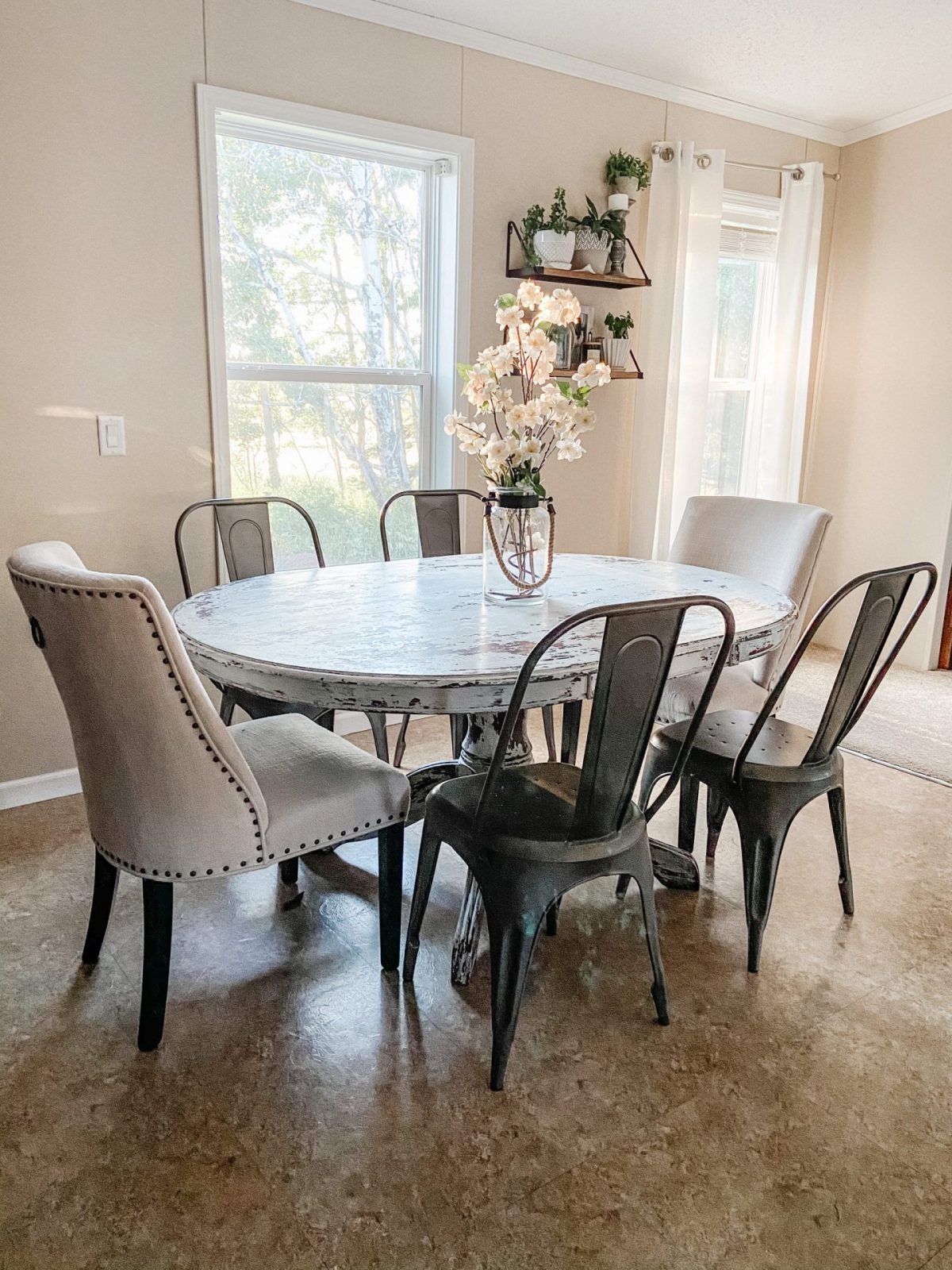 round farmhouse dining table cloth chairs metal chairs
