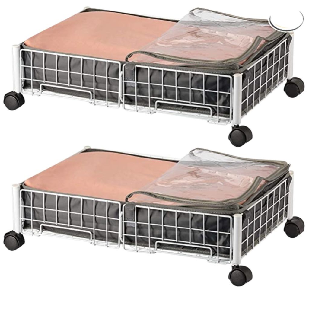 Under the bed storage carts that have wheels.