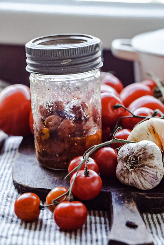 Fire smoked tomatoes in a jar to make smoked tomato soup.