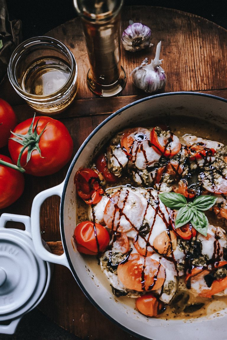 baked Caprese chicken with balsamic vinegar glaze