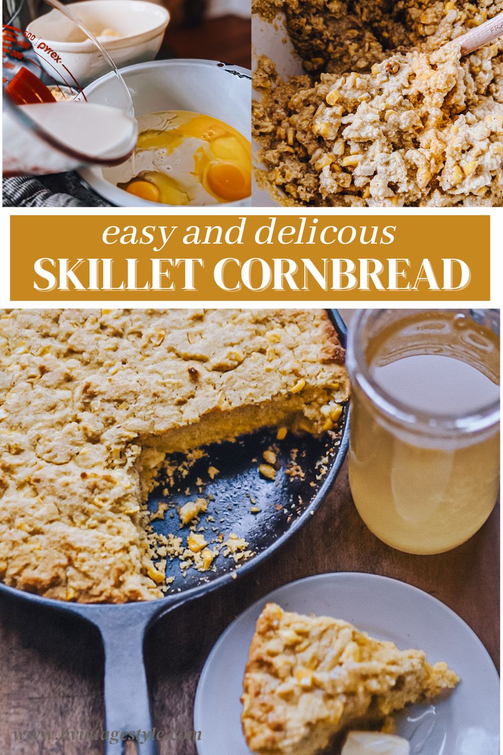 Simple Cast Iron Skillet Cornbread | B Vintage Style