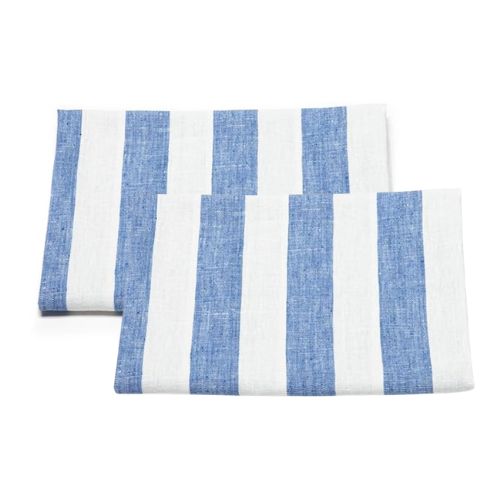 Blue stripped kitchen towels made from linen.